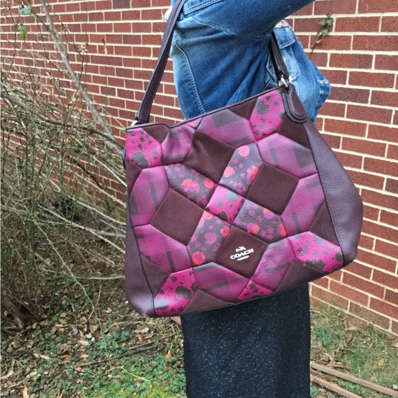 SOLD!! Coach Edie 31 Canyon Quilt Patchwork Cyclamen~OXBLOOD CALICO PRAIRIE~RARE - Picture 4 of 16